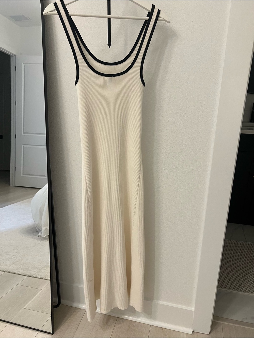 Divided Cream Ribbed Maxi Dress with Black Trim